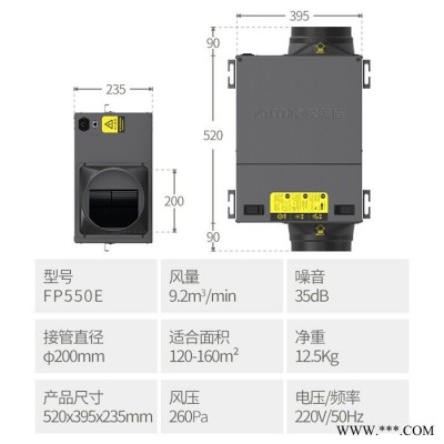 AMX愛美信F800 單向流新風機凈化送風機大風量單向靜音風機別墅新風機凈化新風系統(tǒng)廠價直銷設計安裝