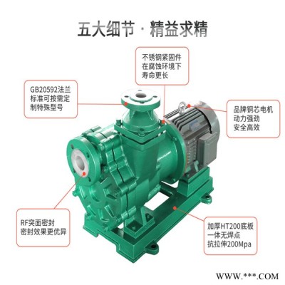 JiangNan/江南 自吸式塑料電動泵 化工自吸酸泵 防爆葉輪泵 ZCQ50-40-125