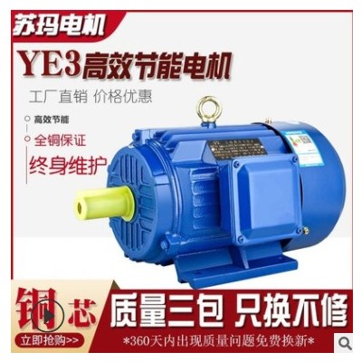 YE3節能高效電機馬達銅芯380v三相異步電動機0.75/1.1/1.5/2.2/3