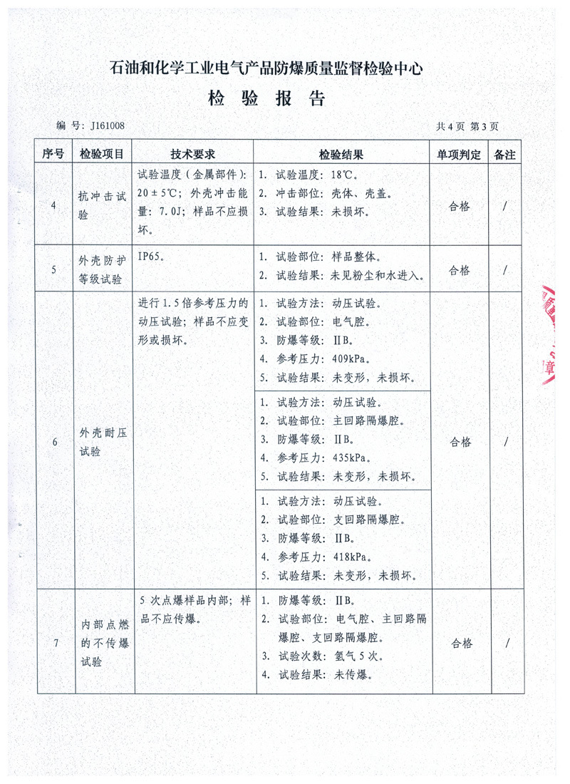 防爆配電箱檢驗報告3s